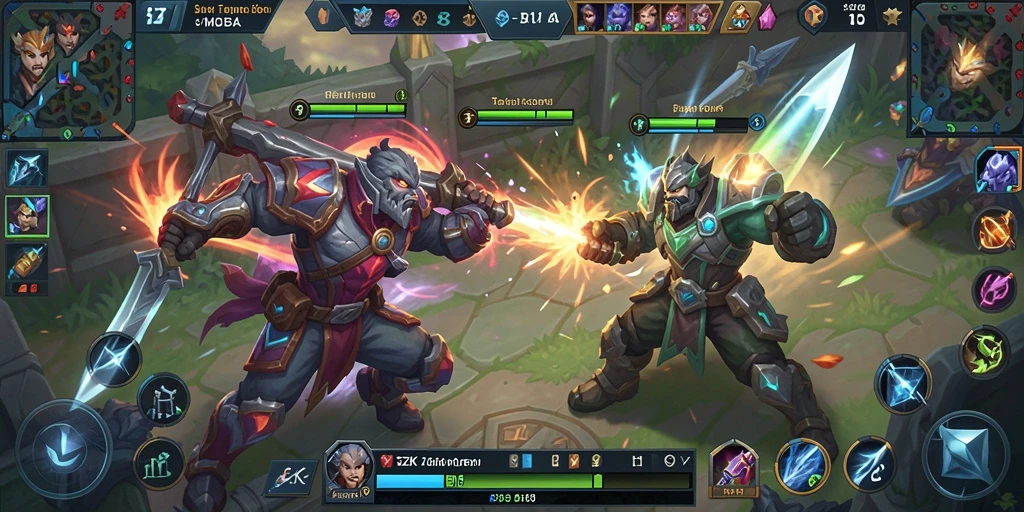 Tampilan aksi seru dari gameplay MOBA 5ZK.