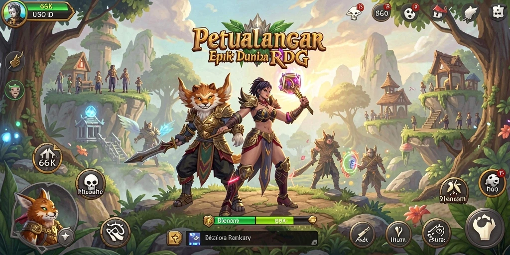 Tangkapan layar 66K menampilkan grafik epik dan pertarungan mendebarkan.
