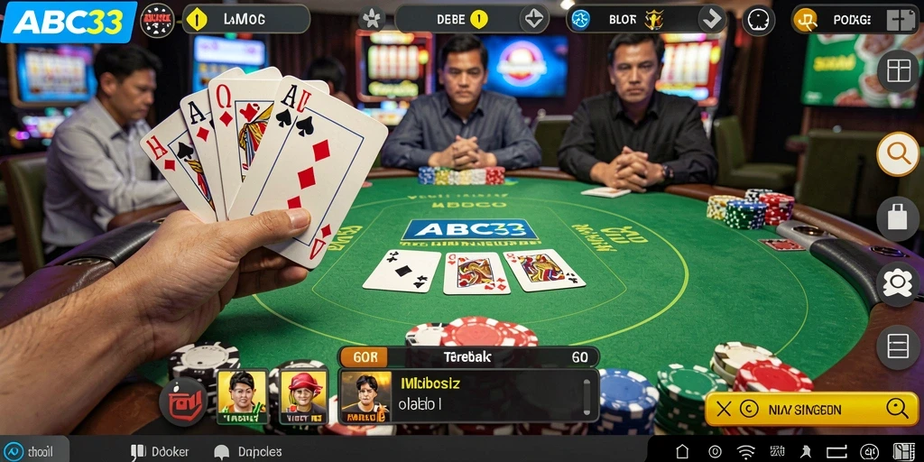 Tampilan gameplay Poker yang seru dan interaktif di ABC33.