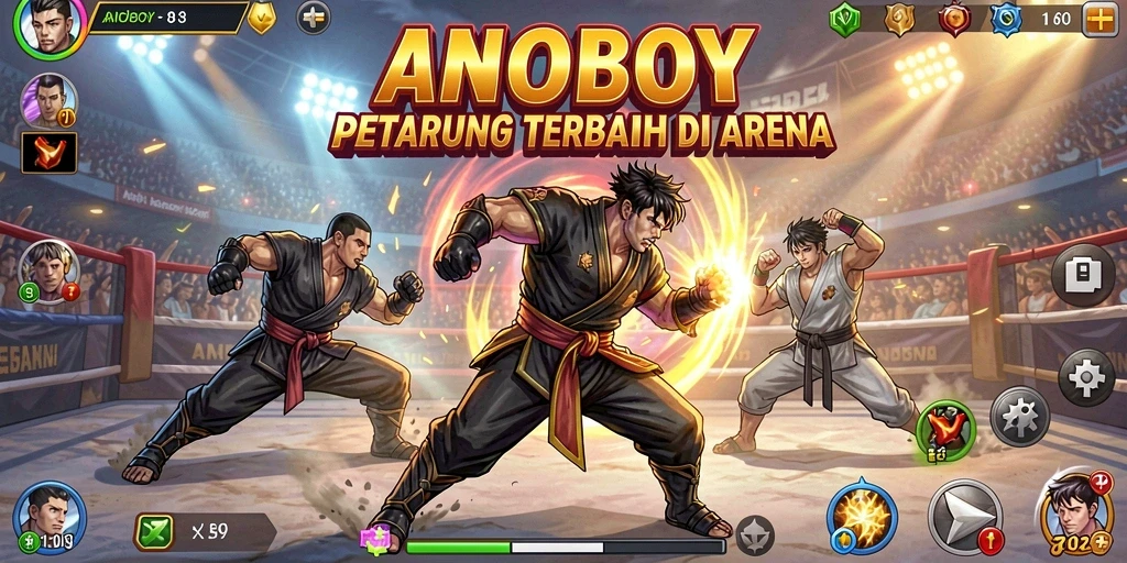 Screenshot ANOBOY menunjukkan aksi pertarungan yang menegangkan dan grafis yang memukau.