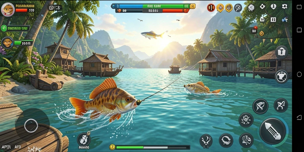 Gameplay seru dalam API33 dengan suasana memancing yang menawan.