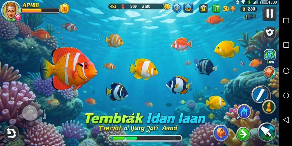Screenshot gameplay API88 menampilkan aksi seru menangkap ikan.