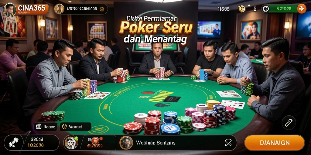Tampilan gameplay CINA365 yang memukau dalam permainan poker.