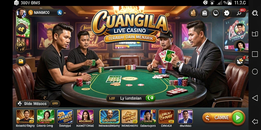 Screenshot gameplay Live Casino CUANGILA dengan dealer interaktif.