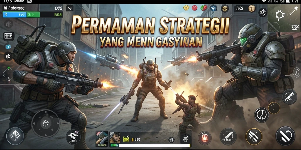 Tangkapan layar gameplay D73 yang menunjukkan pertempuran antar kerajaan.