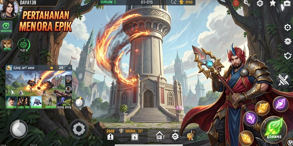 Tampilan action gameplay Tower Defense di DAYA138 yang mendebarkan.