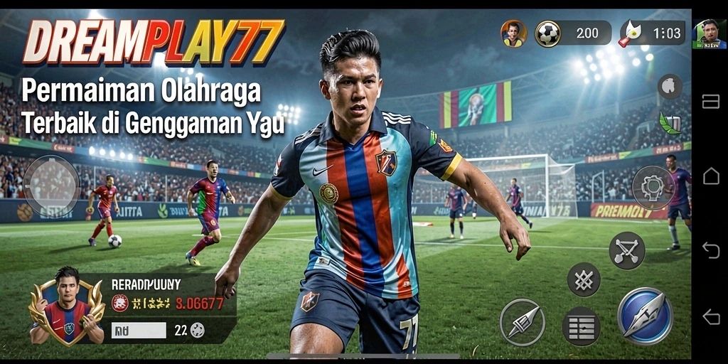 Screenshot gameplay DREAMPLAY77 menampilkan aksi seru dalam pertandingan olahraga.
