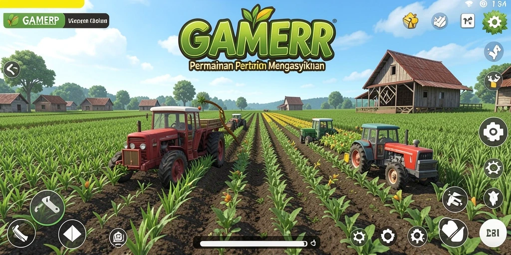 Tangkapan layar GAMERP menampilkan momen seru bercocok tanam di ladang.