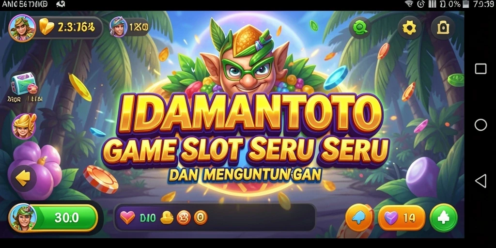 Tampilan gameplay menarik dari IDAMANTOTO dengan simbol slot berwarna-warni.
