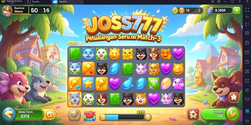 Tampilan gameplay JOSS777 menantang dan mengasyikkan dalam Match-3.
