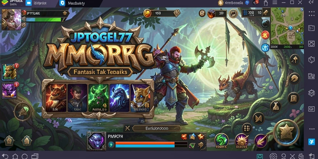 Tangkapan layar gameplay JPTOGEL77 menampilkan aksi seru di dunia fantasi MMORPG.
