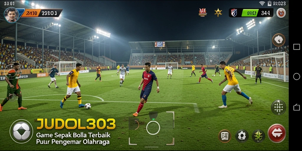 Tampilan gameplay spektakuler JUDOL303 dengan aksi sepak bola menegangkan.