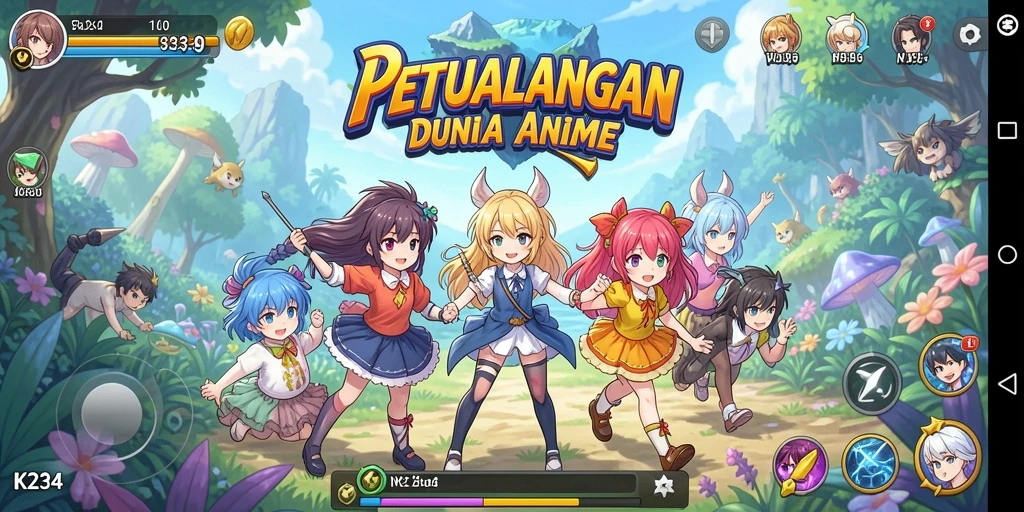 Tampilan gameplay K234 yang penuh aksi dan karakter anime.