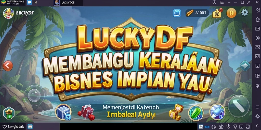 Tampilan gameplay LUCKYDF yang menampilkan pembangunan kerajaan bisnis.