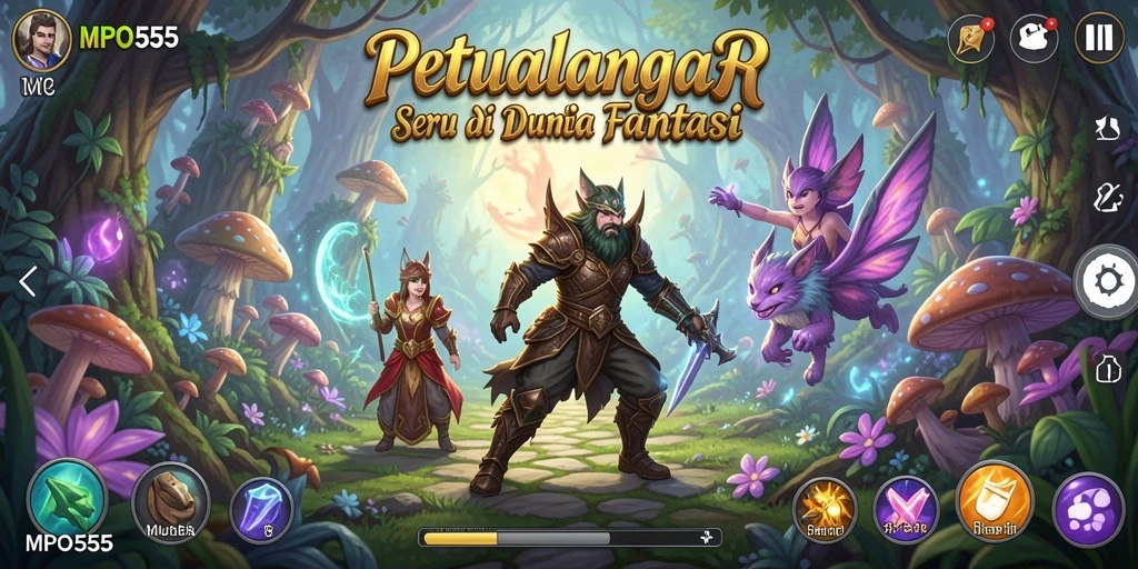 Screenshot utama MPO555 yang menunjukkan gameplay penuh aksi petualangan.