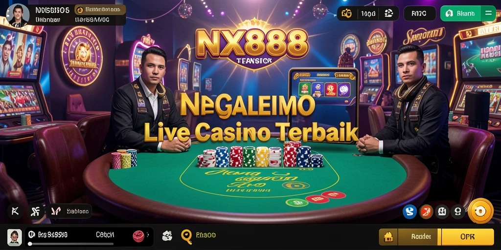 Tampilan screenshot menampilkan aksi mendebarkan di Live Casino NX888.