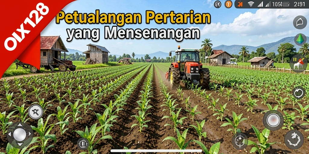 Screenshot utama OLX128 menampilkan gameplay yang seru dalam bertani.