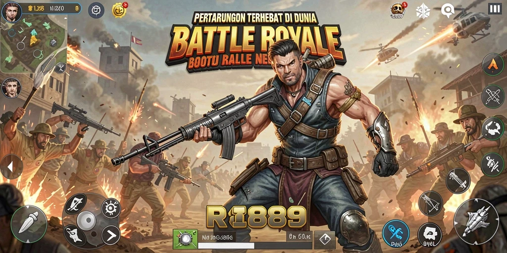 Tangkapan layar menampilkan aksi seru gameplay Battle Royale.