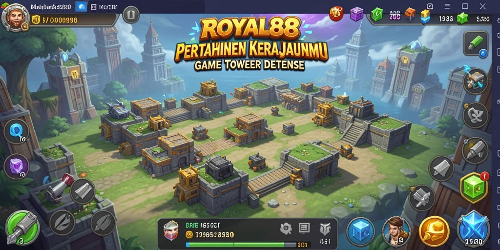 Screenshot utama ROYAL88 yang menampilkan aksi seru gameplay Tower Defense.