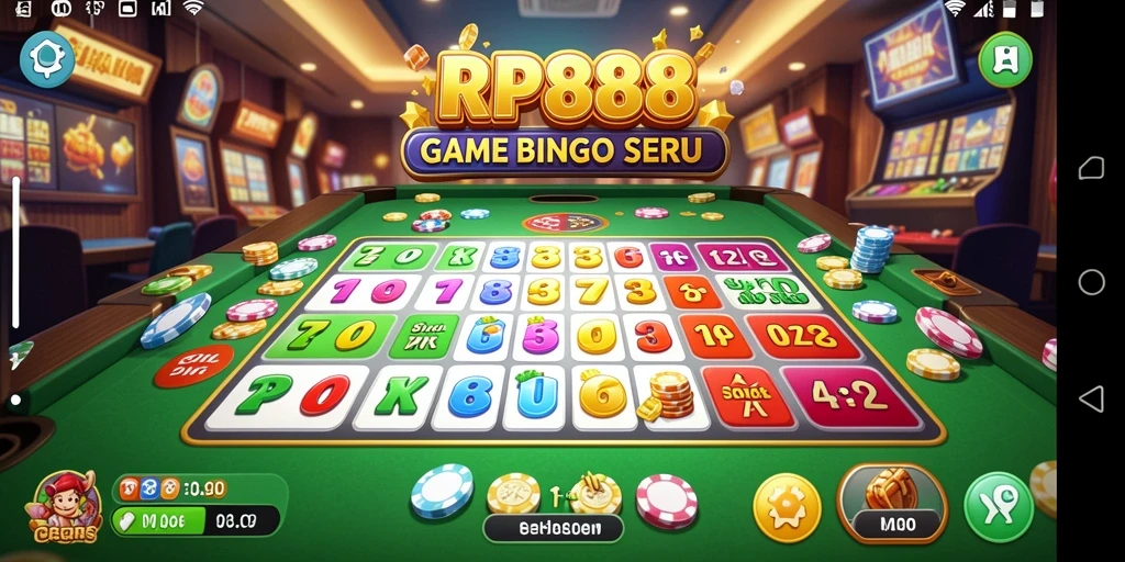 Tampilan gameplay seru dari RP888 dengan suasana Bingo yang menyenangkan.