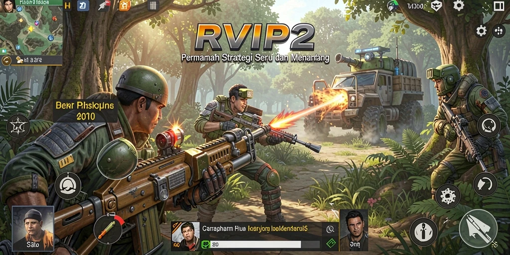 Screenshot utama RVIP2 menampilkan pertempuran strategi yang epik.