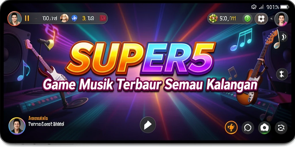 Screenshot SUPER5 menampilkan gameplay yang mendebarkan dan interaksi musik.