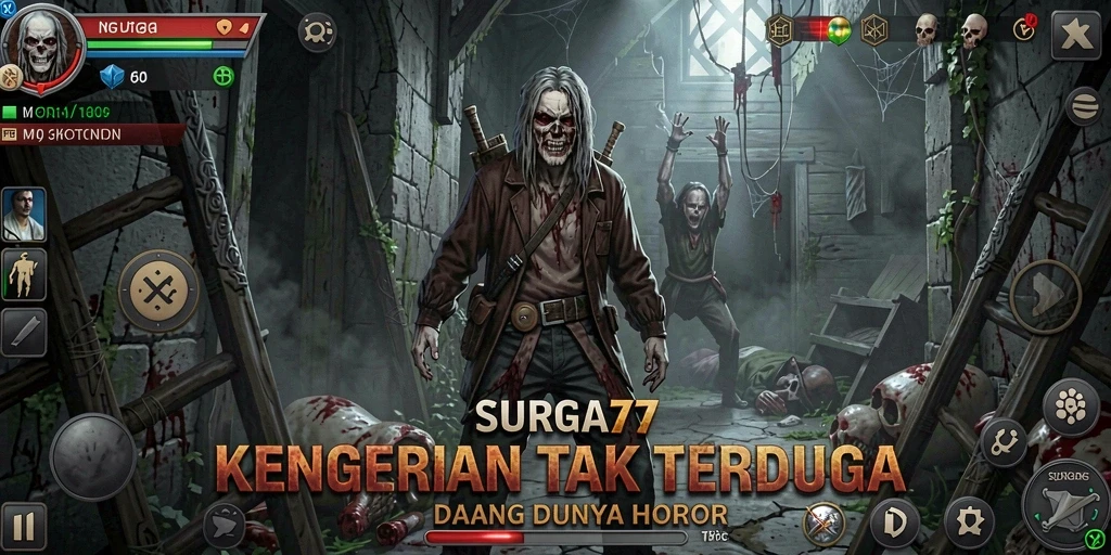 Tampilan gameplay SURGA77 yang mencekam dan penuh ketegangan.