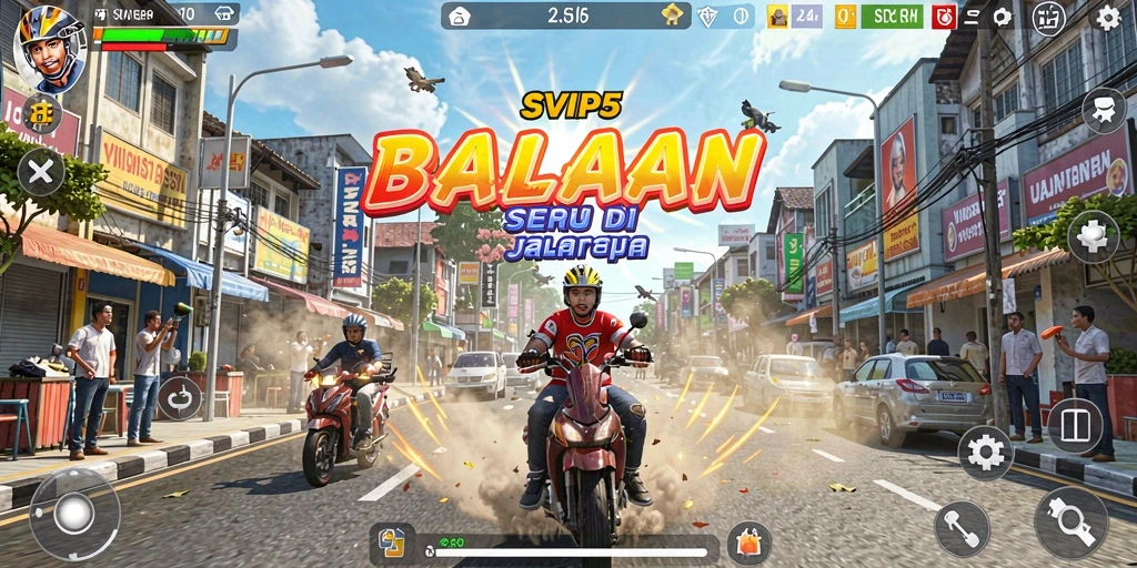Tampilan gameplay seru dengan balapan yang mendebarkan di SVIP5.