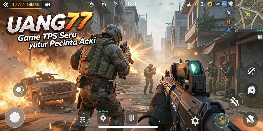 Tampilan gameplay menegangkan di UANG77 dengan aksi tembak-menembak yang seru.