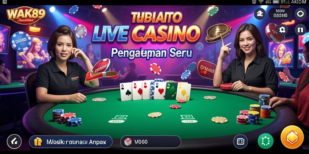 Tampilan utama gameplay Live Casino dari aplikasi WAK89 yang seru dan interaktif.