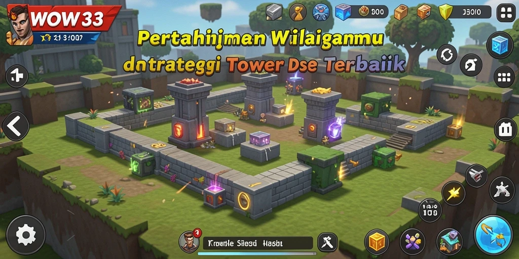 Tampilan gameplay WOW33 yang menegangkan dalam mode Tower Defense.